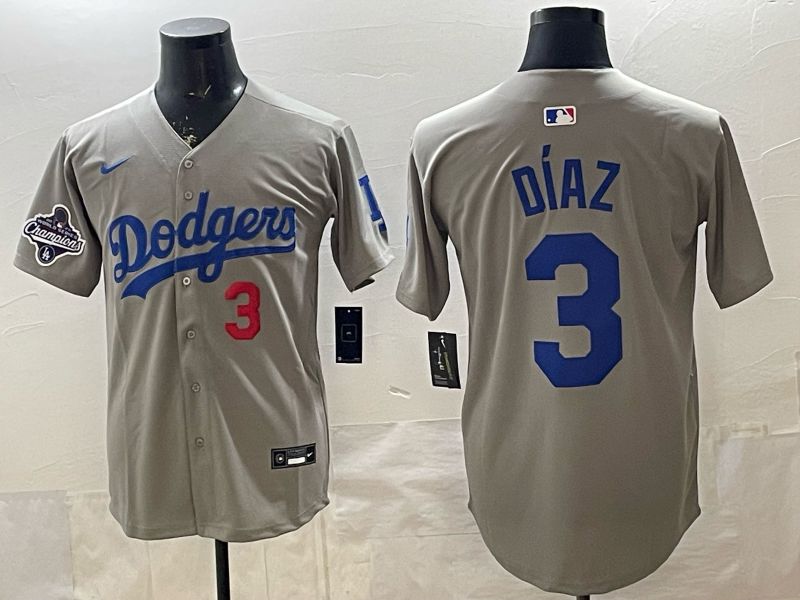 Men 2026 Los Angeles Dodgers #3 Diaz Grey Game Nike MLB Jersey style 005->los angeles dodgers->MLB Jersey